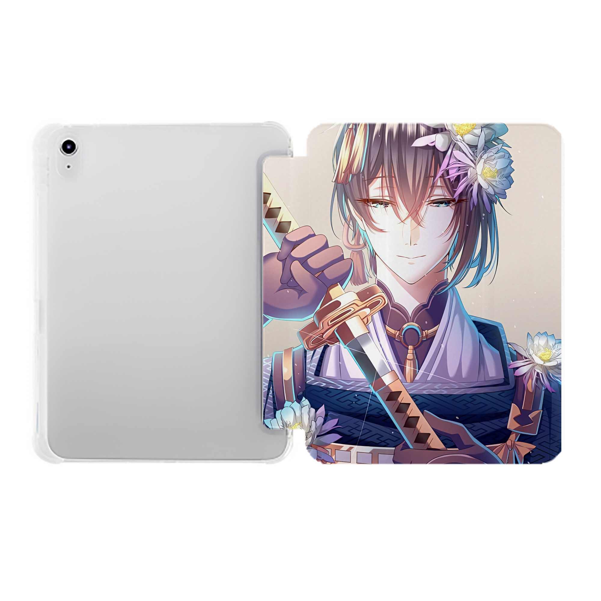 （画像用） 刀剣乱舞 Touken Ranbu IPad ケース ペン収納付き 三つ折りスタンド PUレザー×シリコン 対応機種9.5/10.5/10.9インチ
